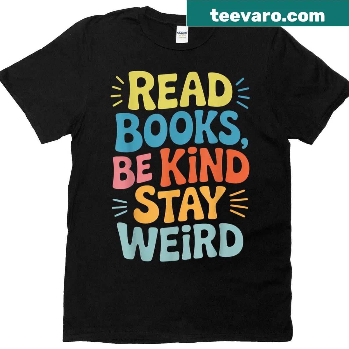 Typographic T-shirt with a motivational message about kindness and reading — on a men's t-shirt