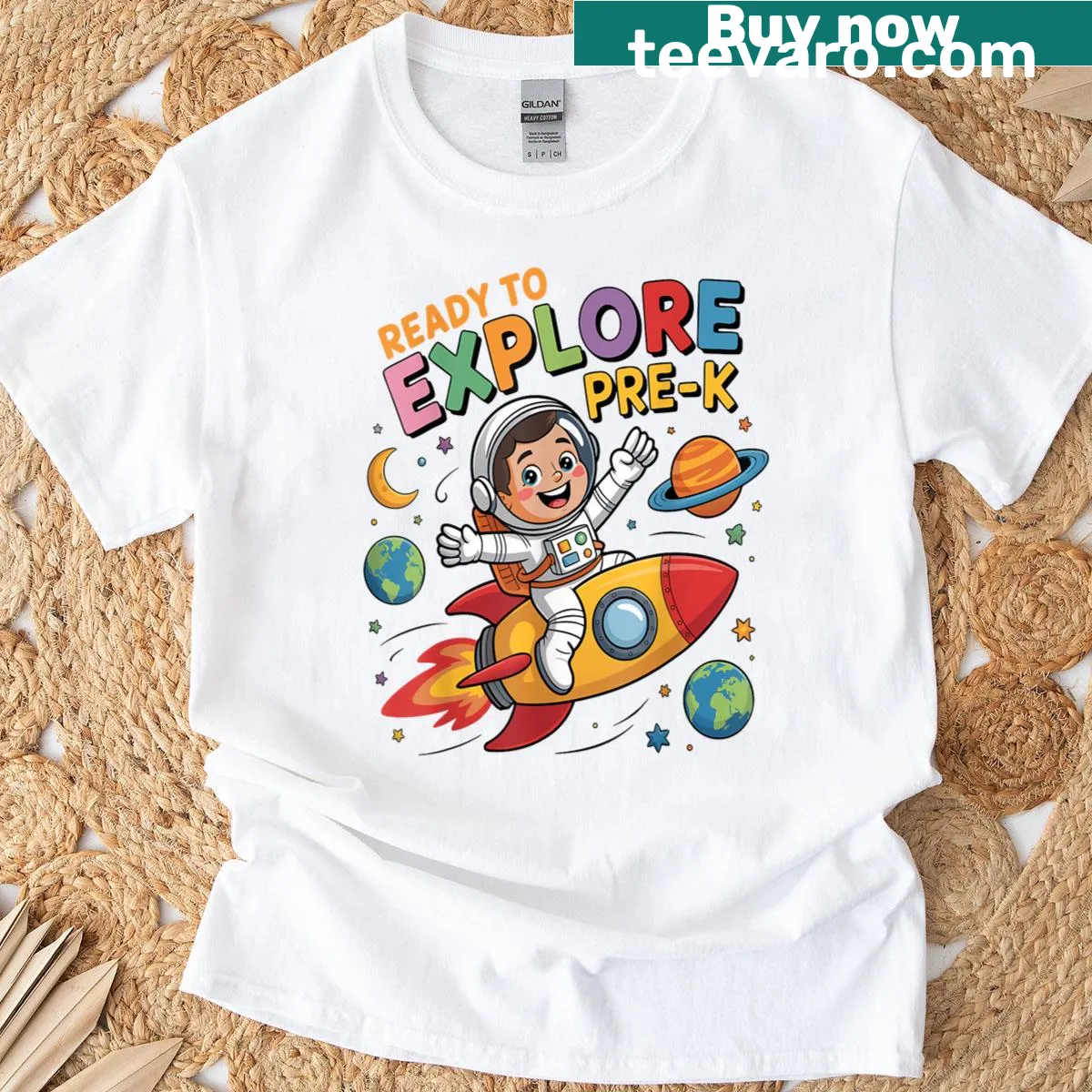 Astronaut-themed T-shirt for boys, perfect for pre-kindergarten — on a men's t-shirt