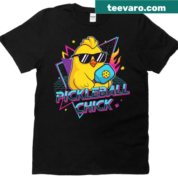 Retro Pickleball Chick T-shirt with playful chick graphic