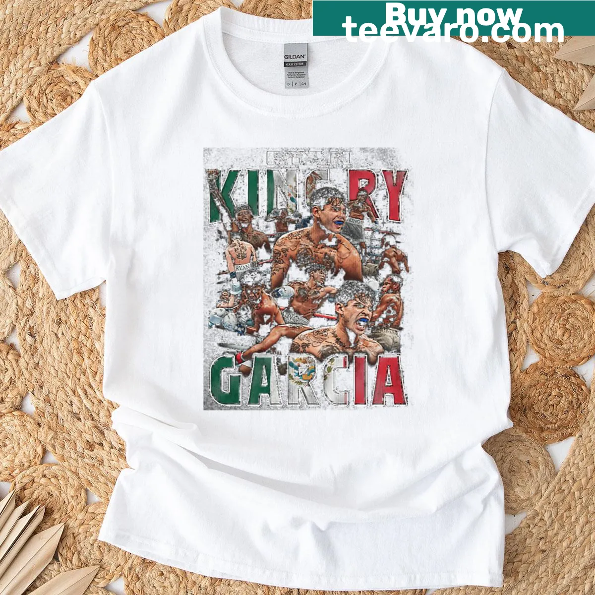 Oversized t-shirt depicting Ryan Garcia in action — on a men's t-shirt