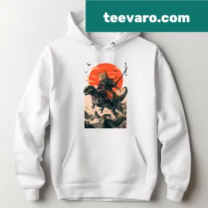 Cat Riding Food Samurai Cat Riding A Dinosaur T-shirt · Teevaro