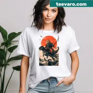 Cat Riding Food Samurai Cat Riding A Dinosaur T-shirt · Teevaro