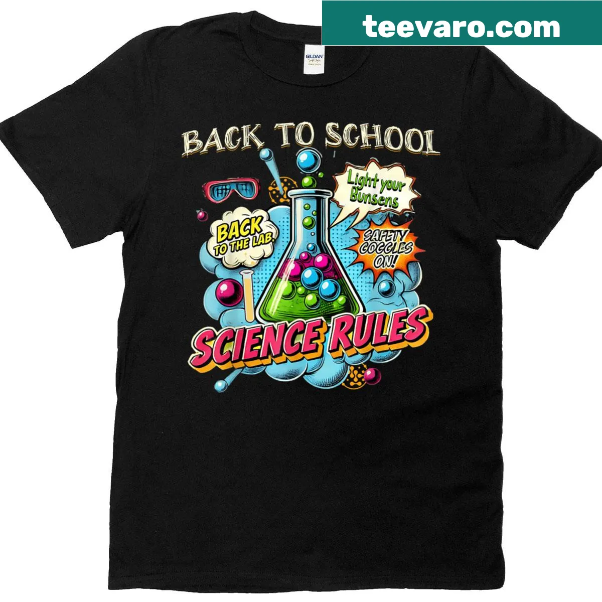 Funny cartoon graphic for science teachers and students — on a men's t-shirt