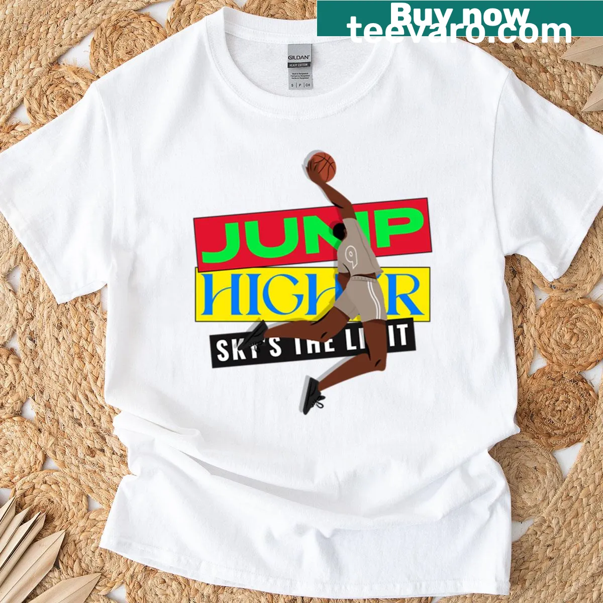 Typography t-shirt with the phrase 'Sky's The Limit' — on a men's t-shirt