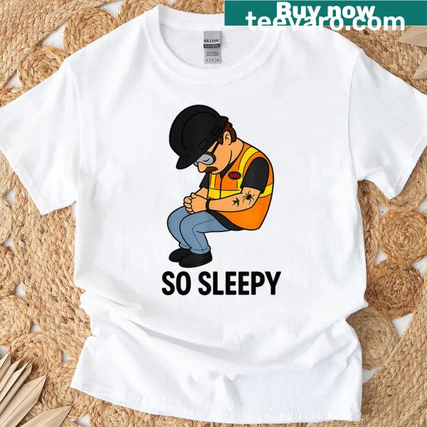 T-shirt featuring the text 'So Sleepy' in a playful font