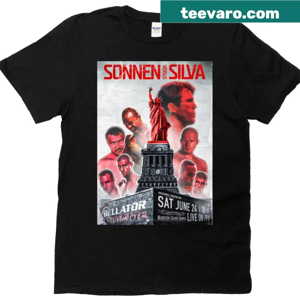 T-shirt featuring the names Sonnen and Silva in a bold, sporty design.