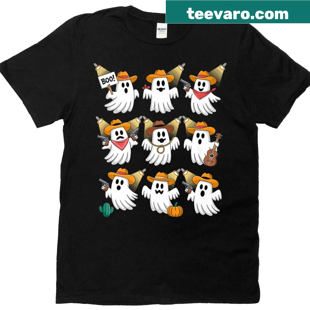 Illustration of spooky cowboy ghosts on a t-shirt — on a men's t-shirt