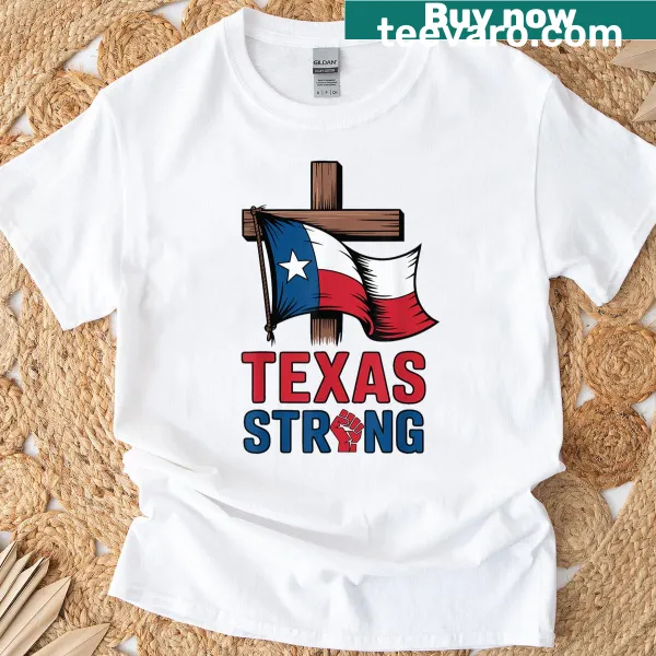 Texas flag and cross graphic representing faith and Texas pride.