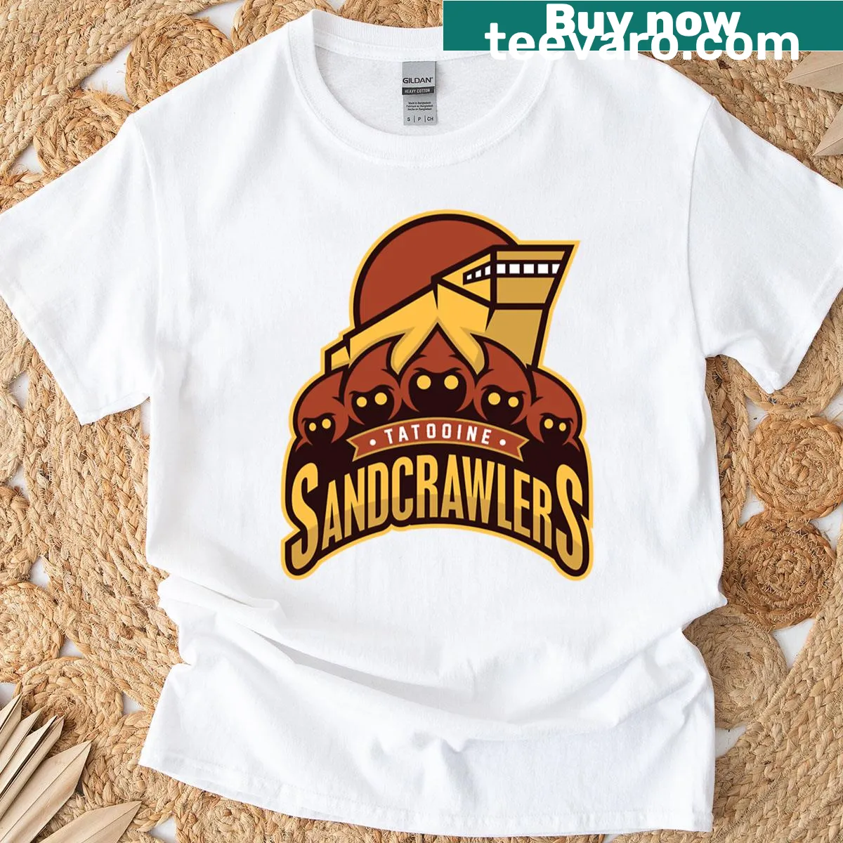 Illustration of Tatooine sandcrawlers from Star Wars — on a men's t-shirt