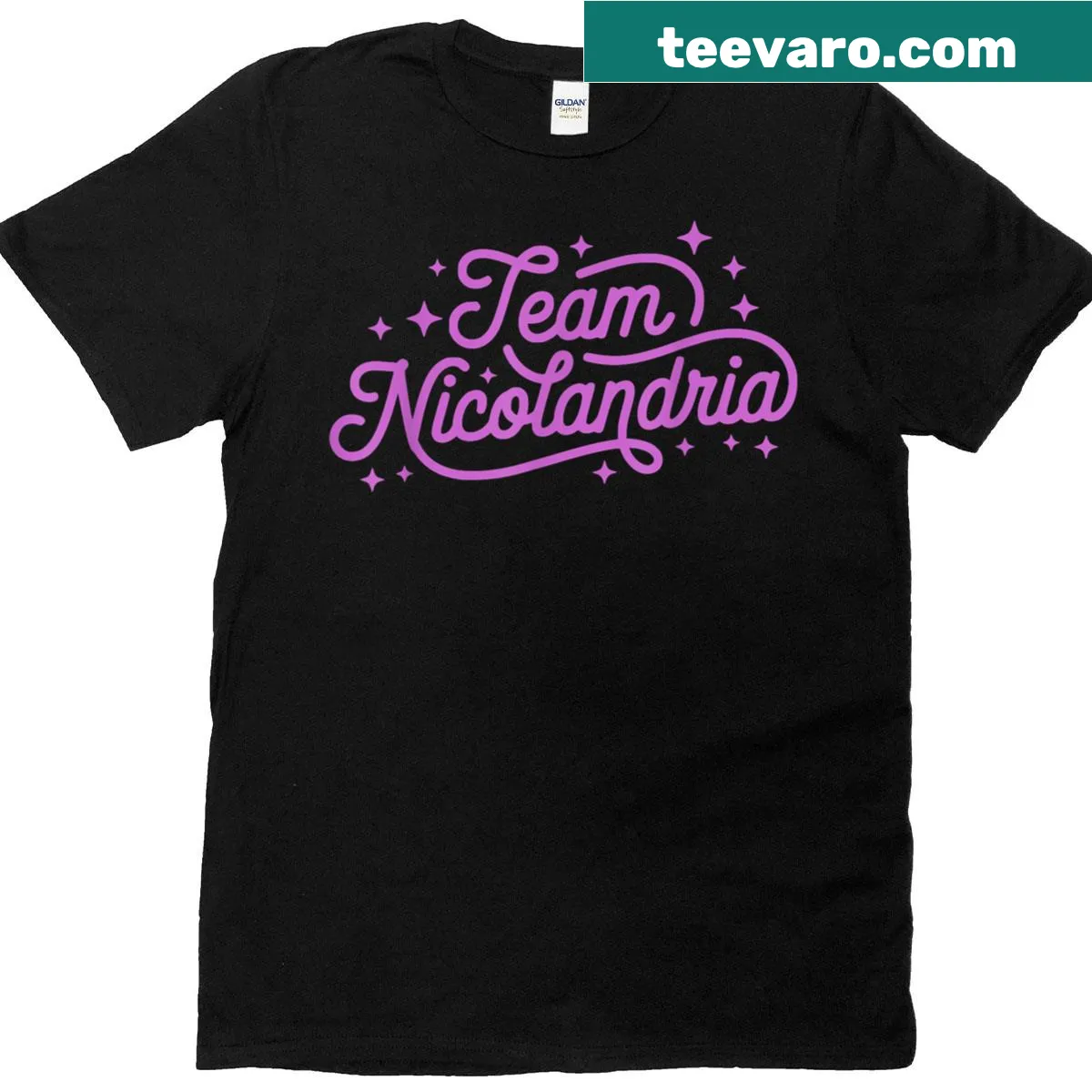 Couple-themed T-shirt with 'Team Nicolandria' graphic — on a men's t-shirt