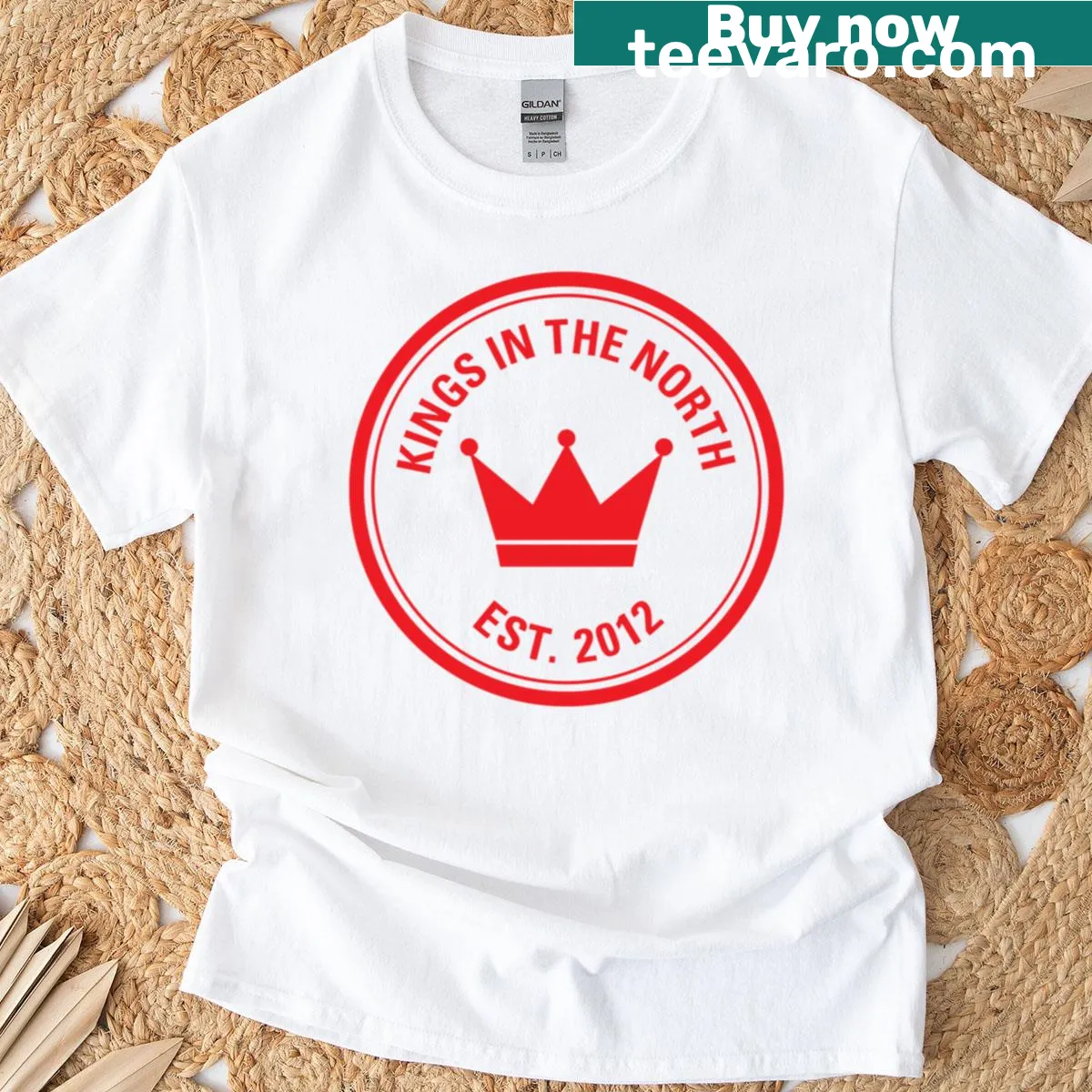Stylized mountain range graphic for Kings In The North T-shirt — on a men's t-shirt