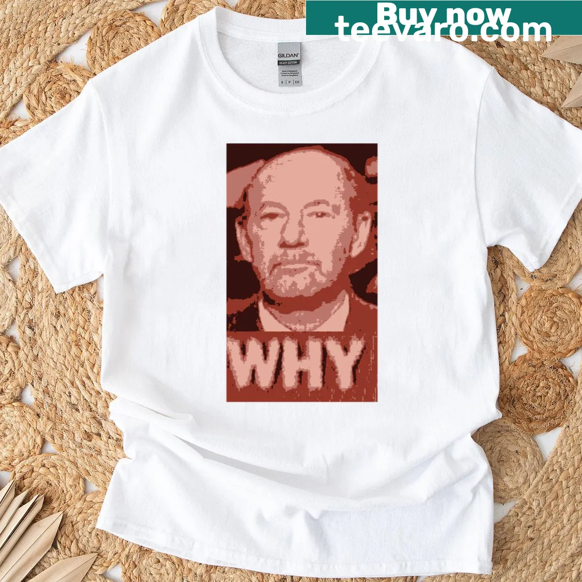 Oversized T-shirt with 'Man Of Why' text celebrating Tony Kornheiser — on a men's t-shirt