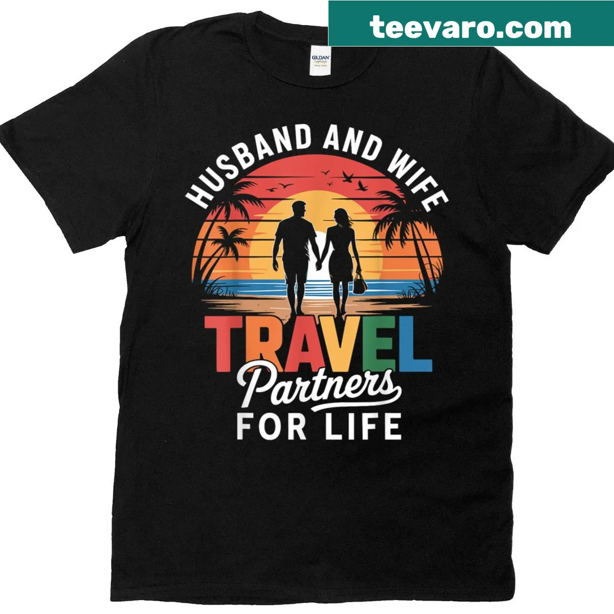 Vintage-style Travel Partners For Life T-shirt for couples — on a men's t-shirt