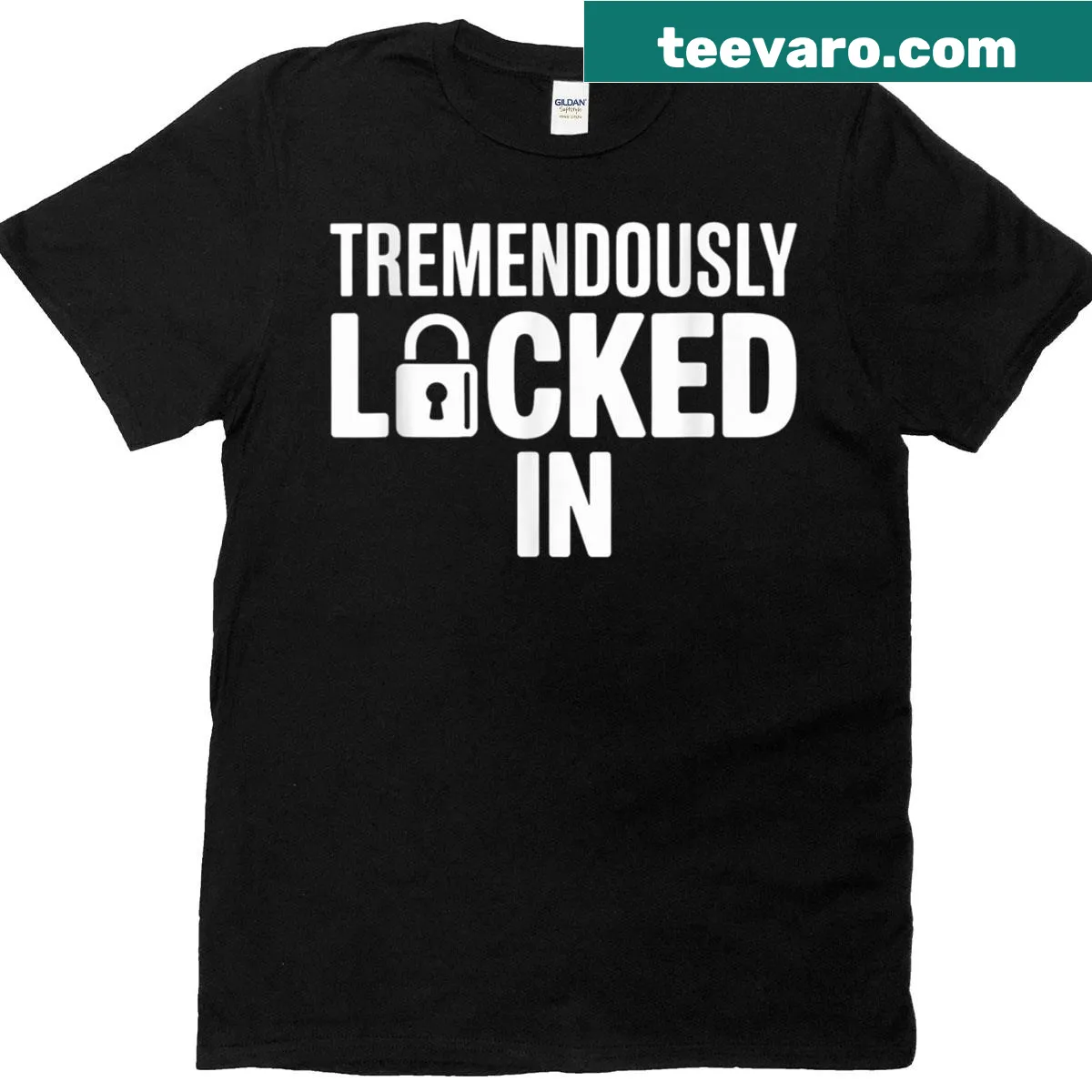 Fun gaming-themed T-shirt with 'Tremendously Locked In' text — on a men's t-shirt