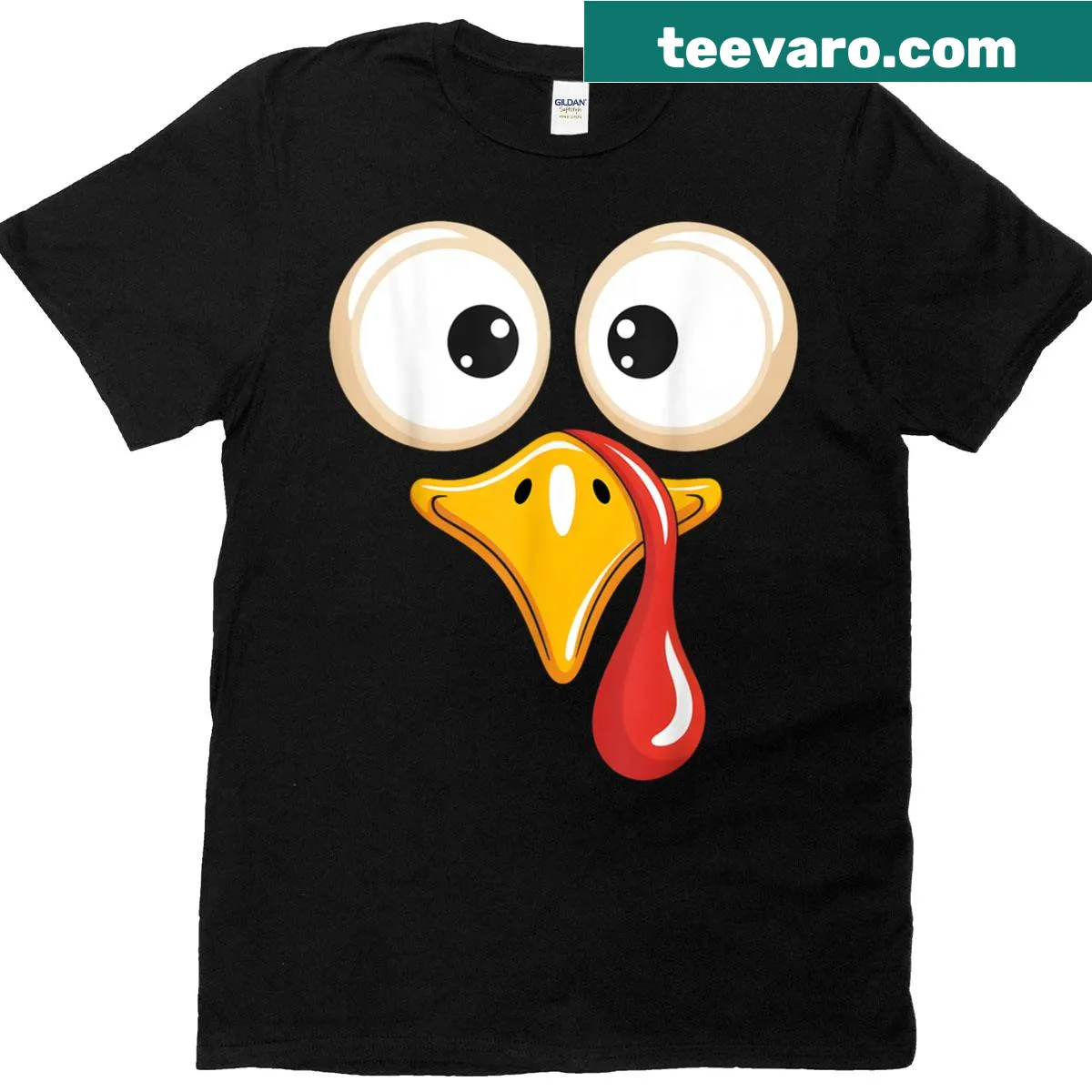 Cute turkey face illustration on kids Thanksgiving t-shirt — on a men's t-shirt