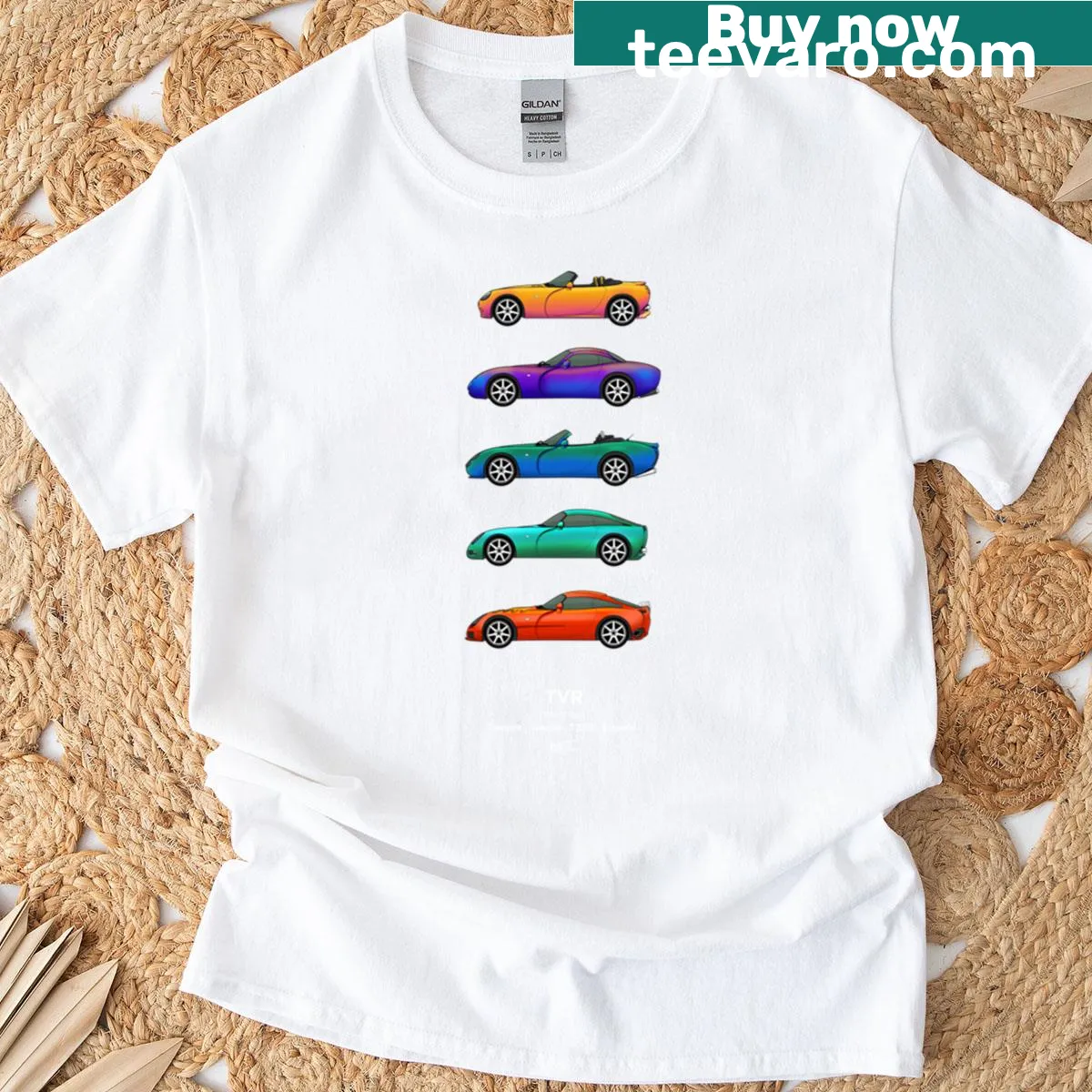Illustration of Tvr T Cars collection on a T-shirt — on a men's t-shirt