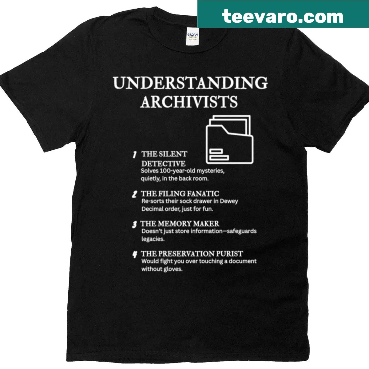 Hilarious archival life definitions on a black t-shirt — on a men's t-shirt