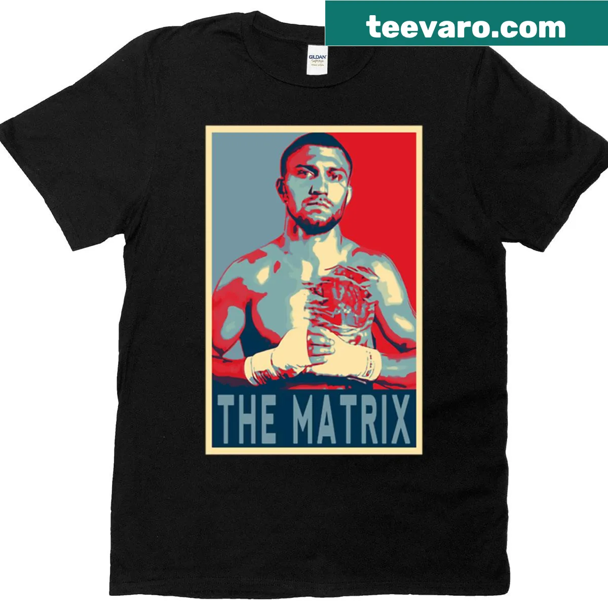 Vasyl Lomachenko illustration on The Matrix t-shirt — on a men's t-shirt