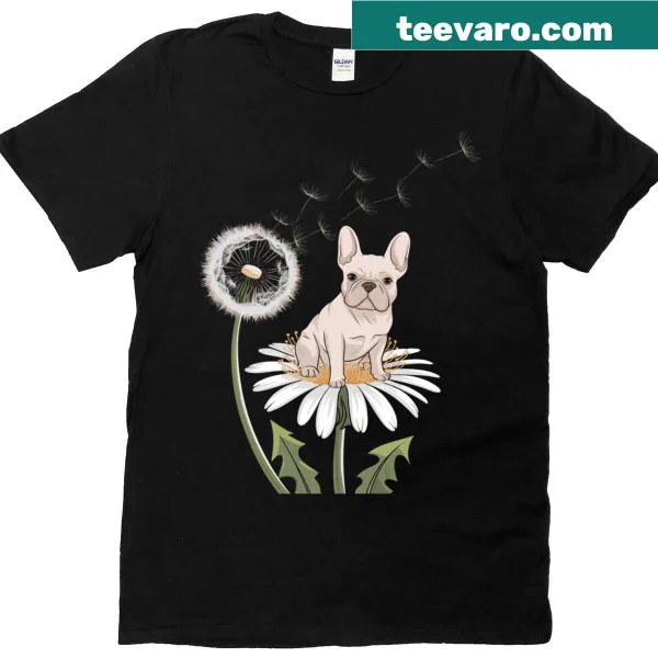 Whimsical dandelion and dog illustration on a T-shirt