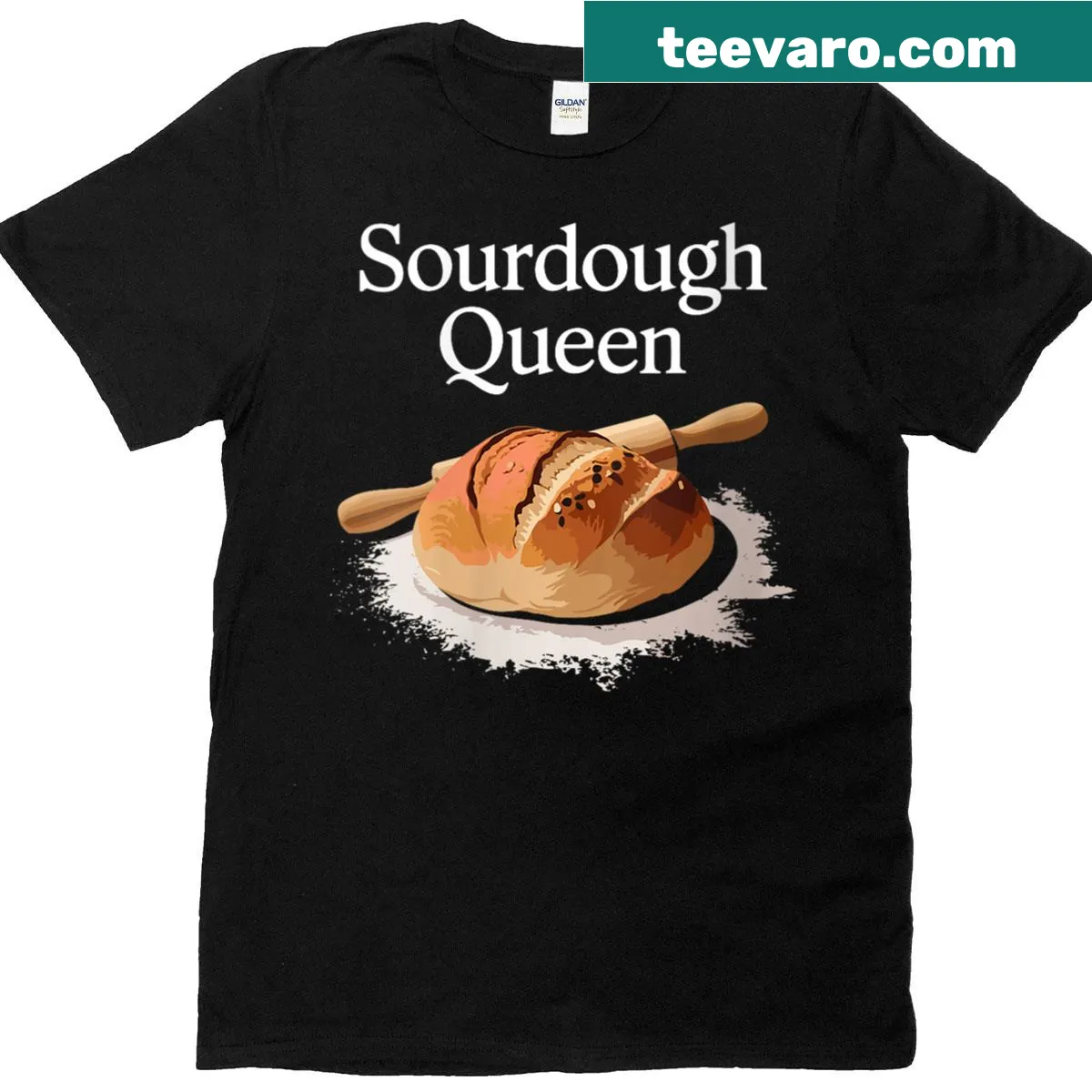 Sourdough Queen shirt for bakers with playful text about baking — on a men's t-shirt