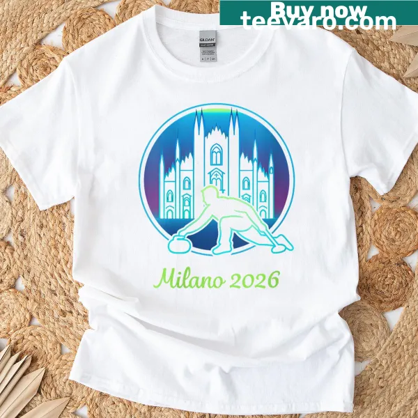 Commemorative T-shirt for Milan 2026 Winter Games with Duomo illustration