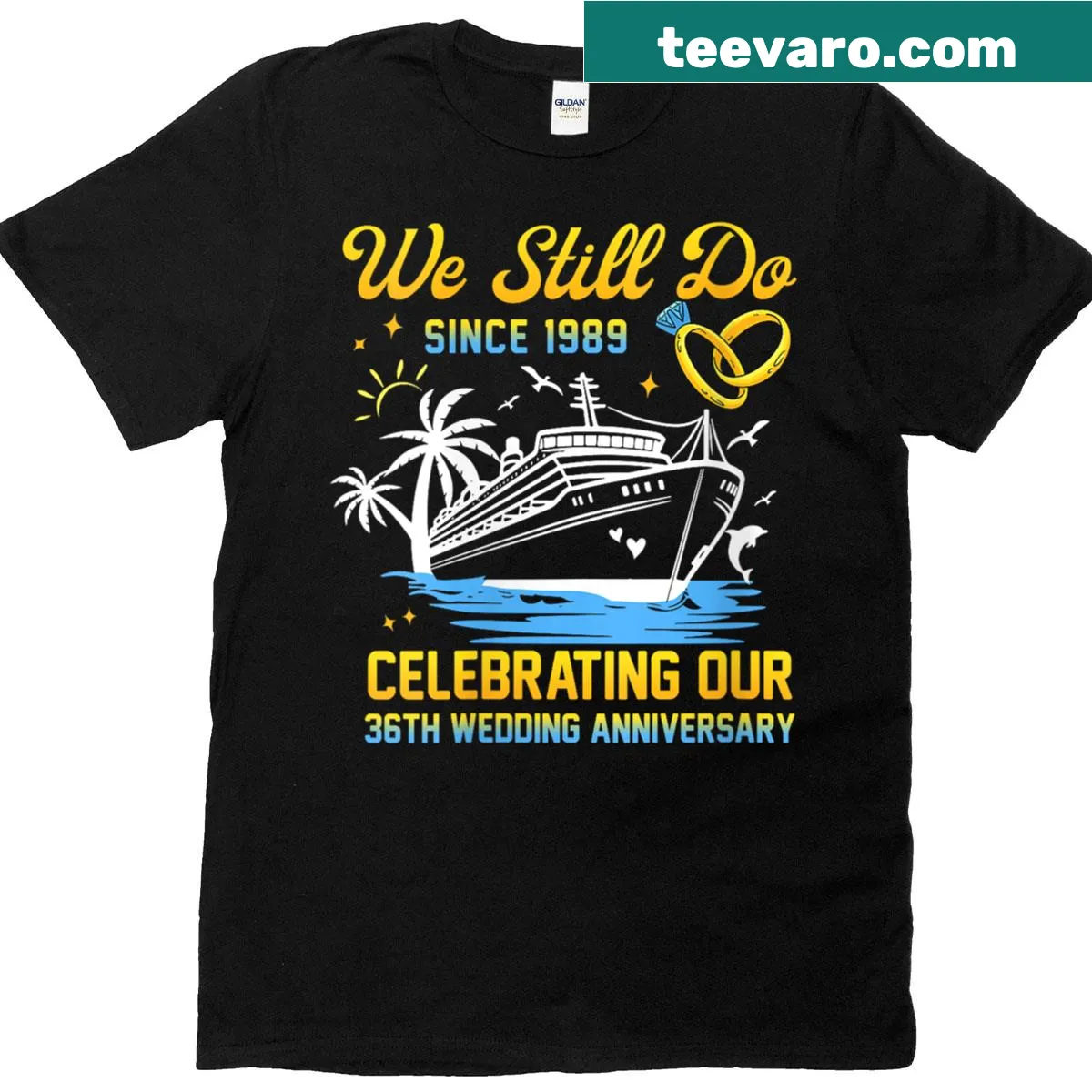 Sentimental t-shirt celebrating 36 years of marriage with the phrase We Still Do. — on a men's t-shirt