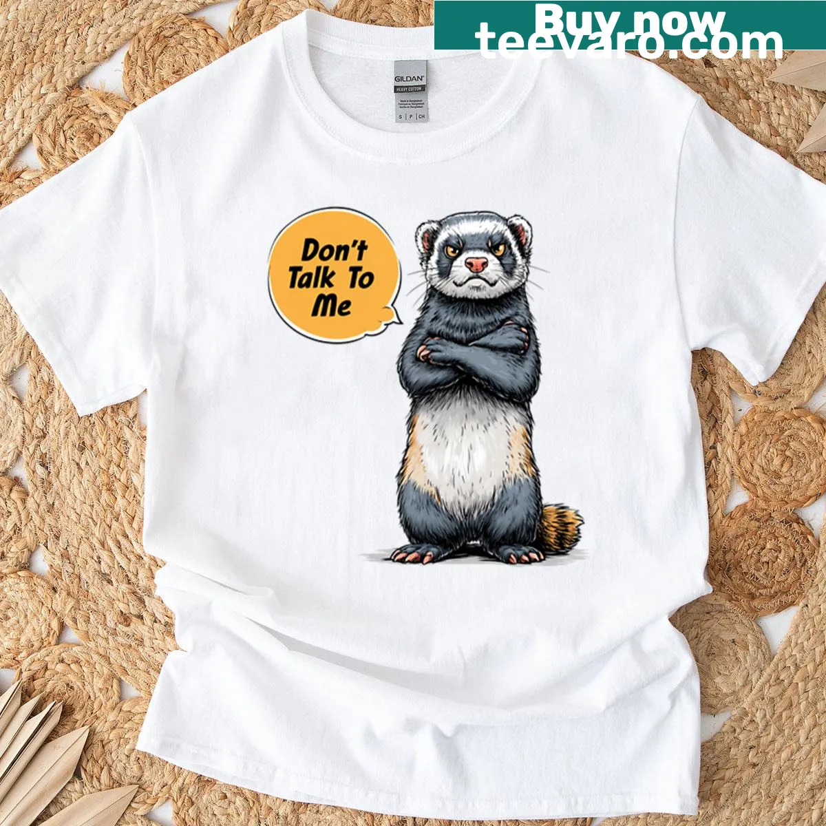 Oversized T-shirt with a grumpy skunk and the phrase 'Zero Fluffs Given' — on a men's t-shirt