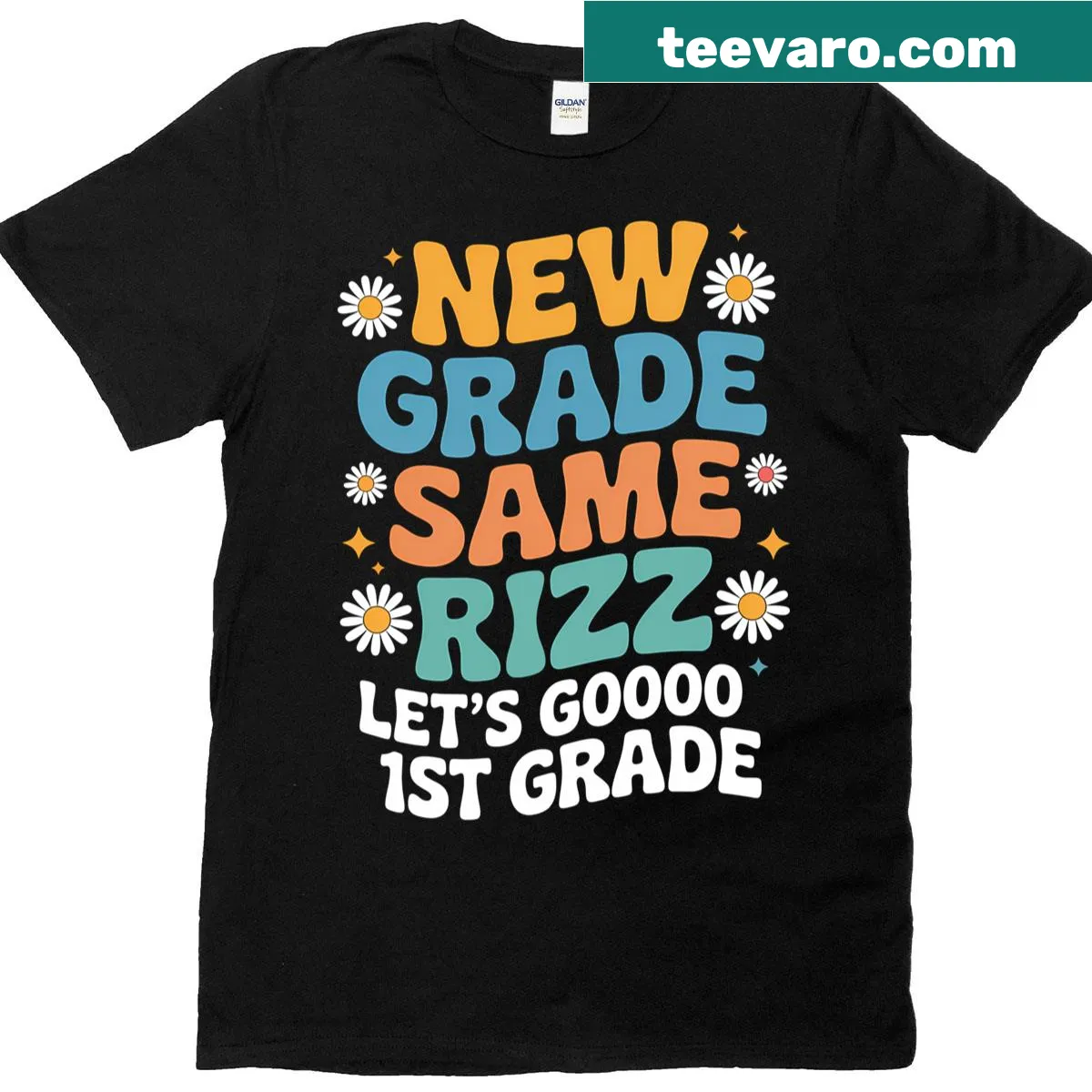 T-shirt celebrating 1st grade with the phrase 'New Grade Same Rizz' — on a men's t-shirt