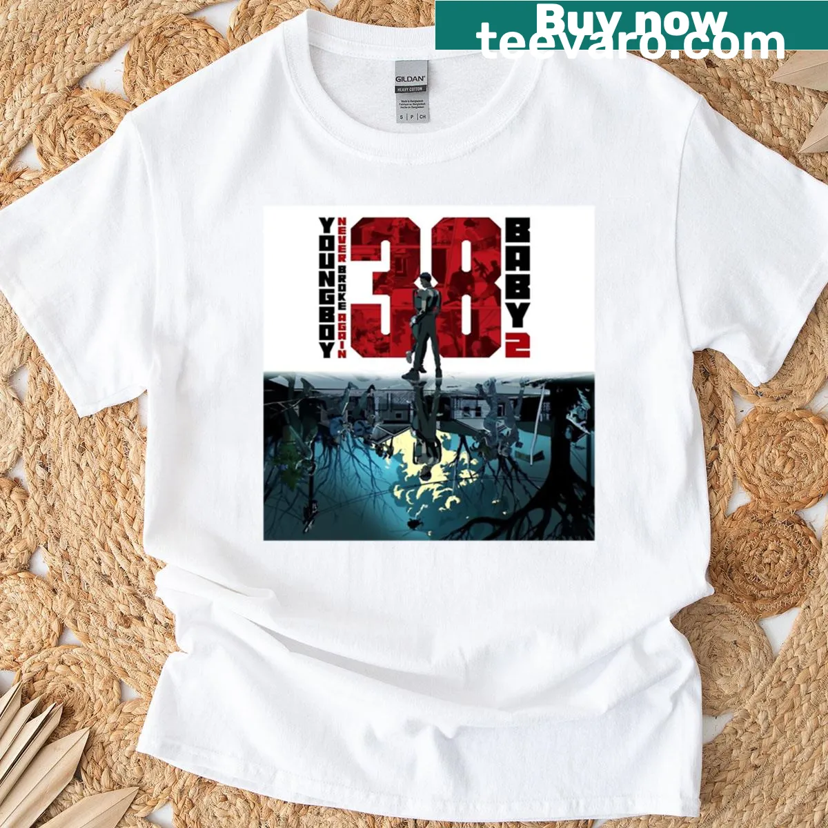 Youngboy Never Broke Again inspired 38 Baby t-shirt with bold typography — on a men's t-shirt