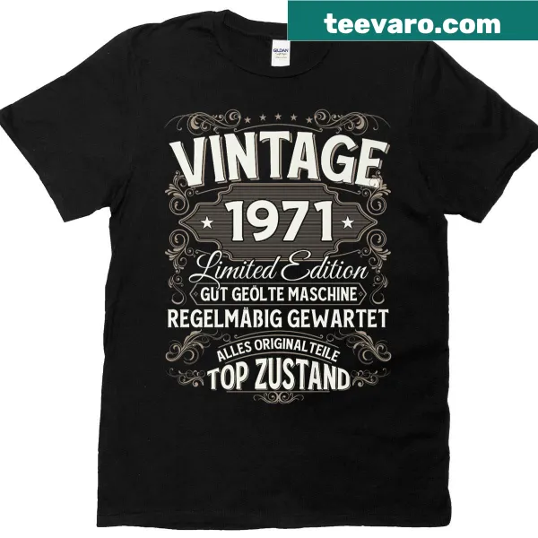 Birthday T-shirt with text celebrating 55 years since 1971