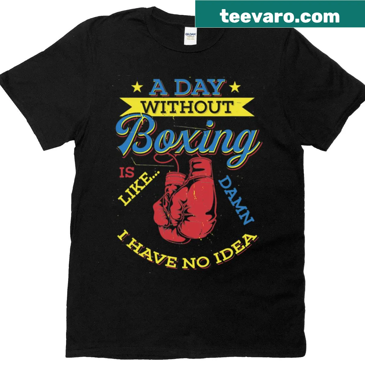 Funny oversized t-shirt with boxing graphic and humorous text — on a men's t-shirt