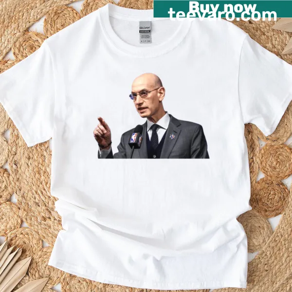 T-shirt featuring an Adam Silver sticker-inspired graphic