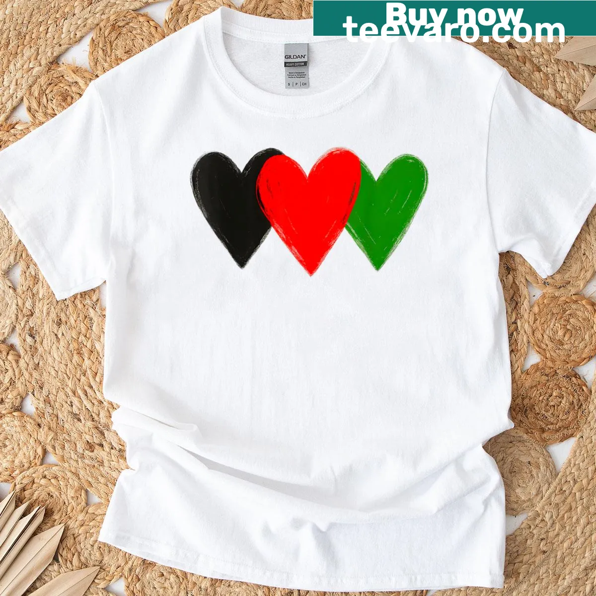 Heart design featuring the Afghanistan flag on a t-shirt — on a men's t-shirt