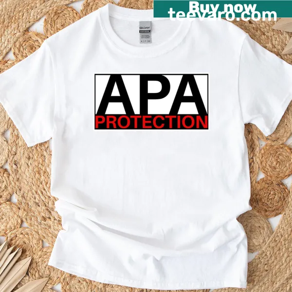 Illustration of a fictional protection agency on a T-shirt.