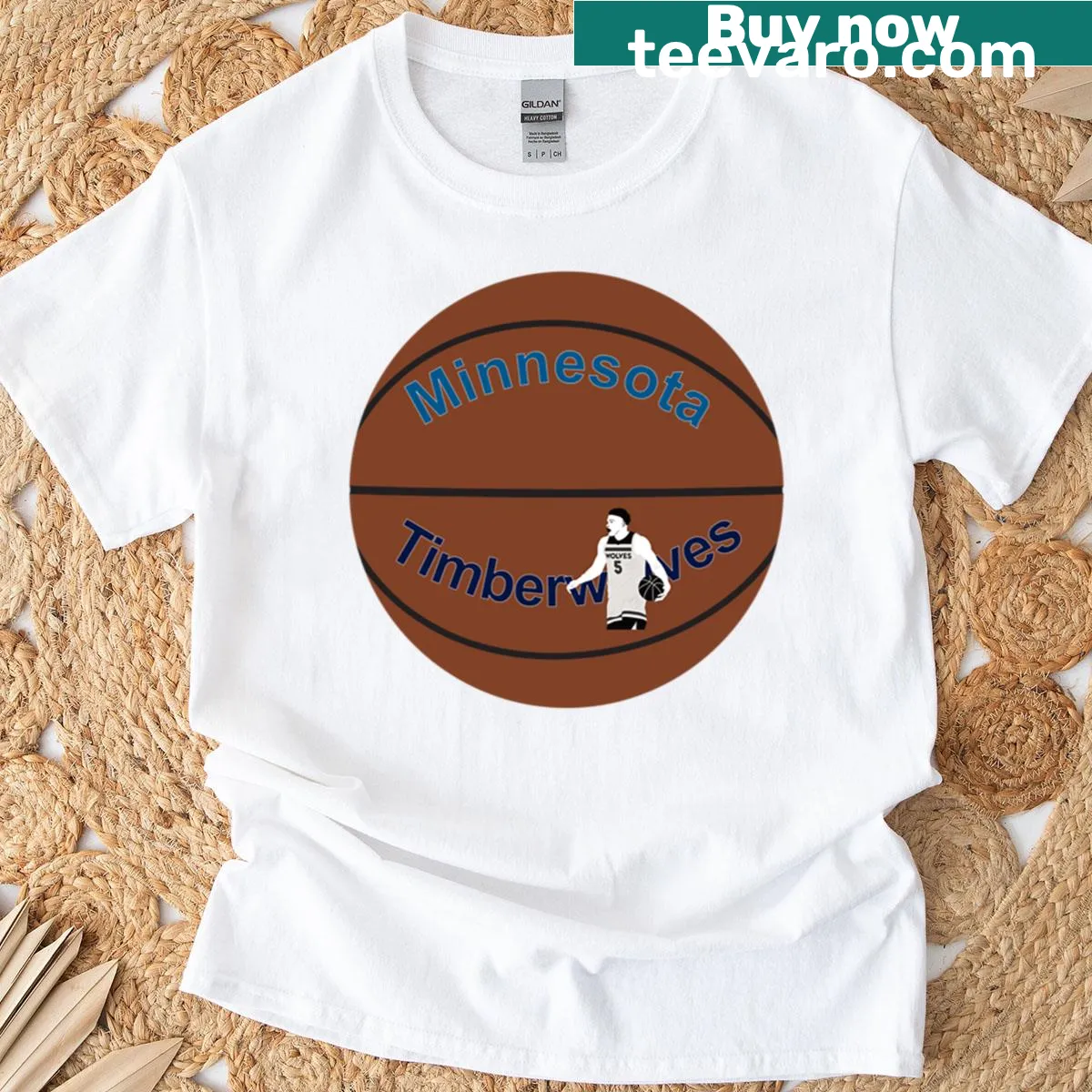 T-shirt featuring an illustration of basketball player Anthony Edwards. — on a men's t-shirt