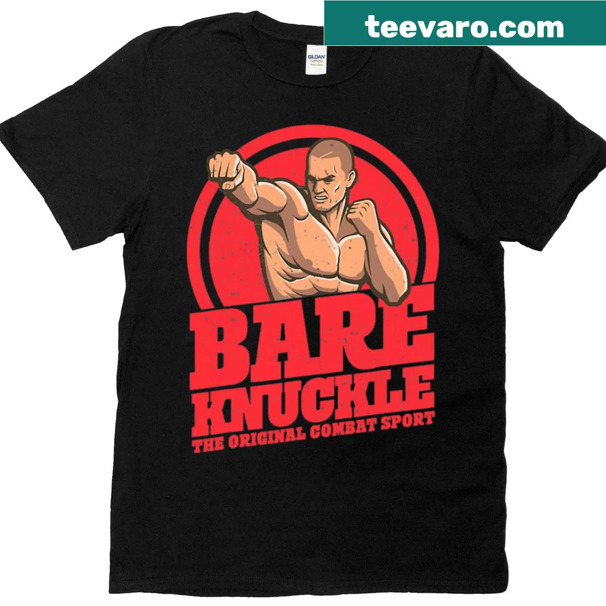 Vintage distressed Bareknuckle Boxing oversized t-shirt — on a men's t-shirt