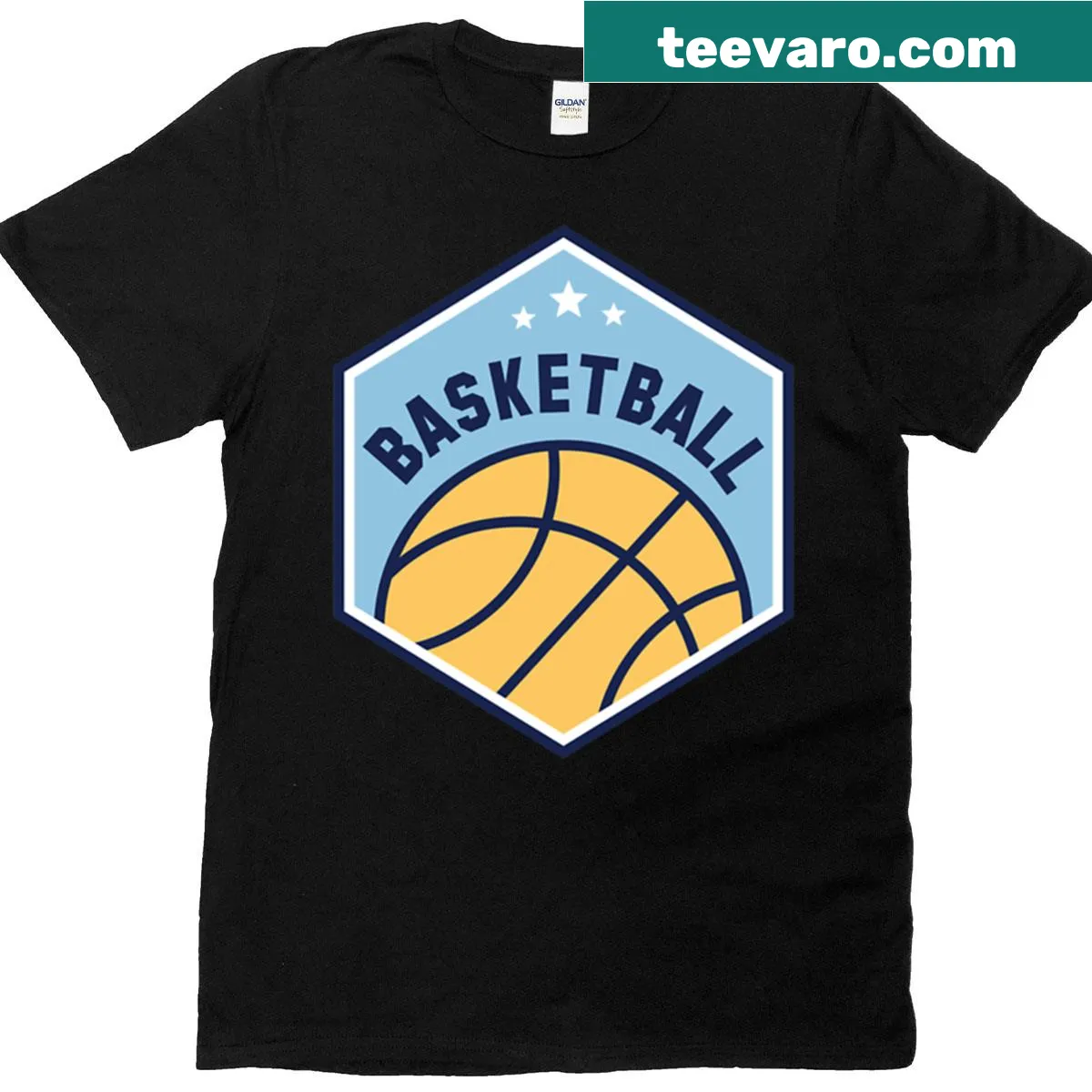 Basketball League T-shirt with dynamic typography design — on a men's t-shirt