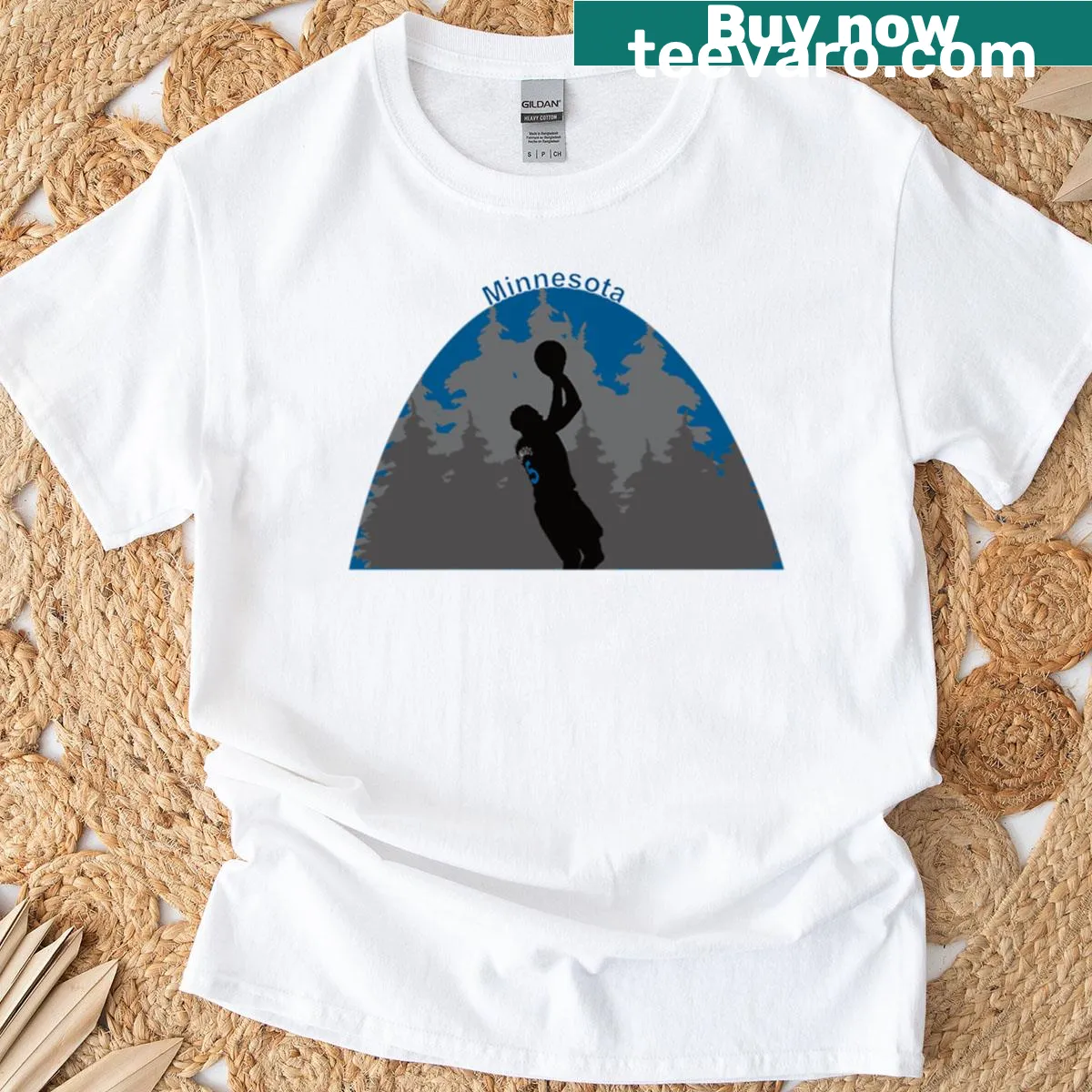 T-shirt featuring Anthony Edwards in action during a basketball game — on a men's t-shirt