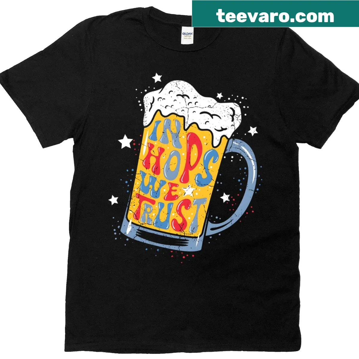 Beer-themed T-shirt with hops slogan — on a men's t-shirt