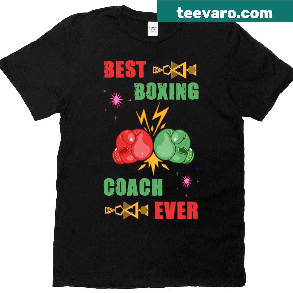 T-shirt with 'Best Boxing Coach Ever' text — on a men's t-shirt