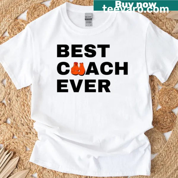 Black t-shirt with 'Best Coach Ever' print in bold lettering