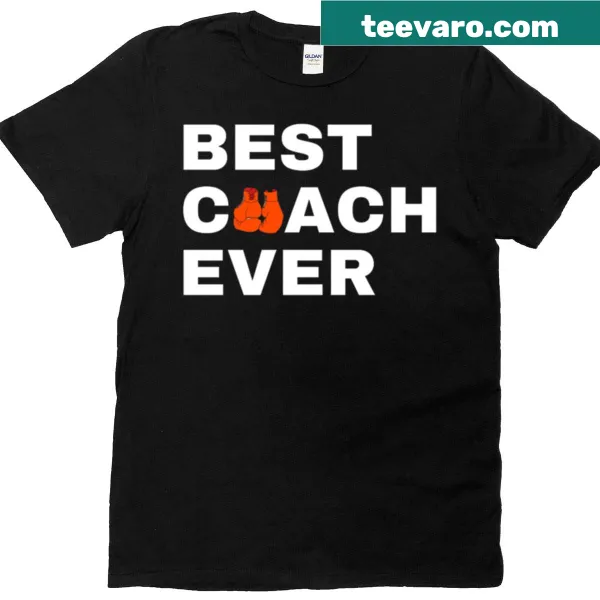 White t-shirt featuring 'Best Coach Ever' text for boxing enthusiasts