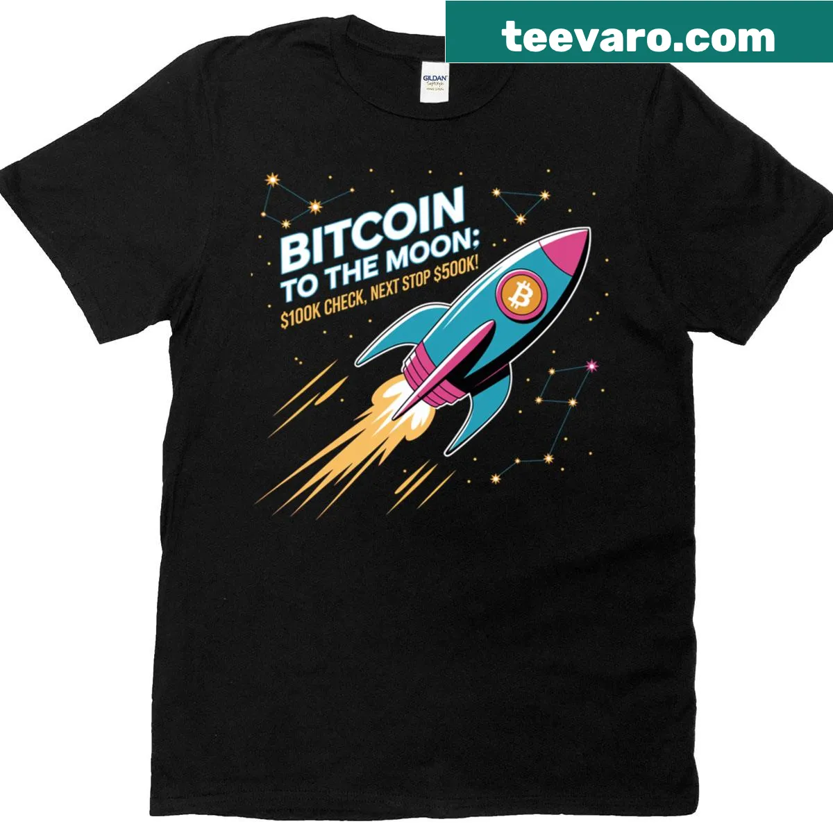 Funny Bitcoin T-shirt with a humorous crypto phrase — on a men's t-shirt