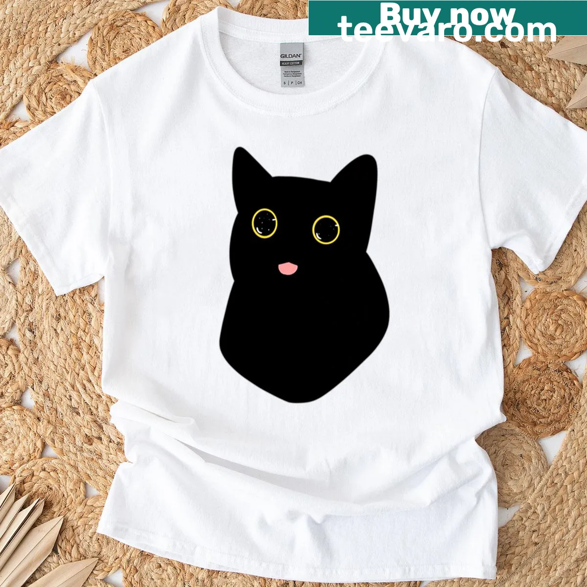 Blep Cat t-shirt with humorous tongue-out cat graphic — on a men's t-shirt