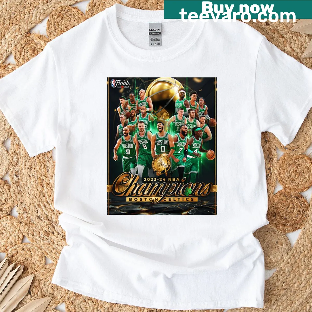 Championship-themed t-shirt celebrating the Boston Celtics — on a men's t-shirt