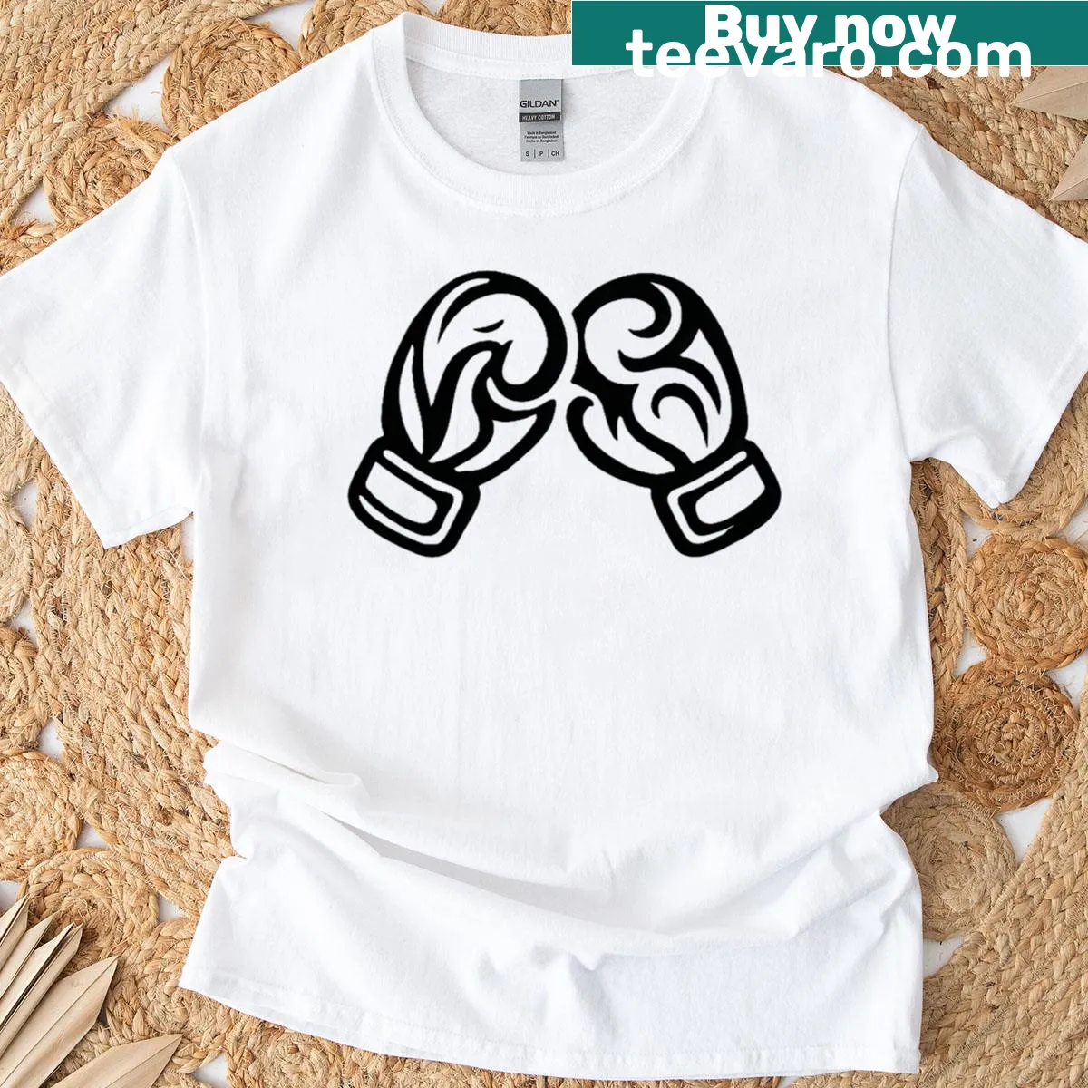 Sharp boxing artwork printed on a t-shirt — on a men's t-shirt