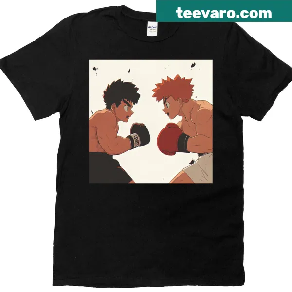 Anime-style graphic of boxers on a casual T-shirt