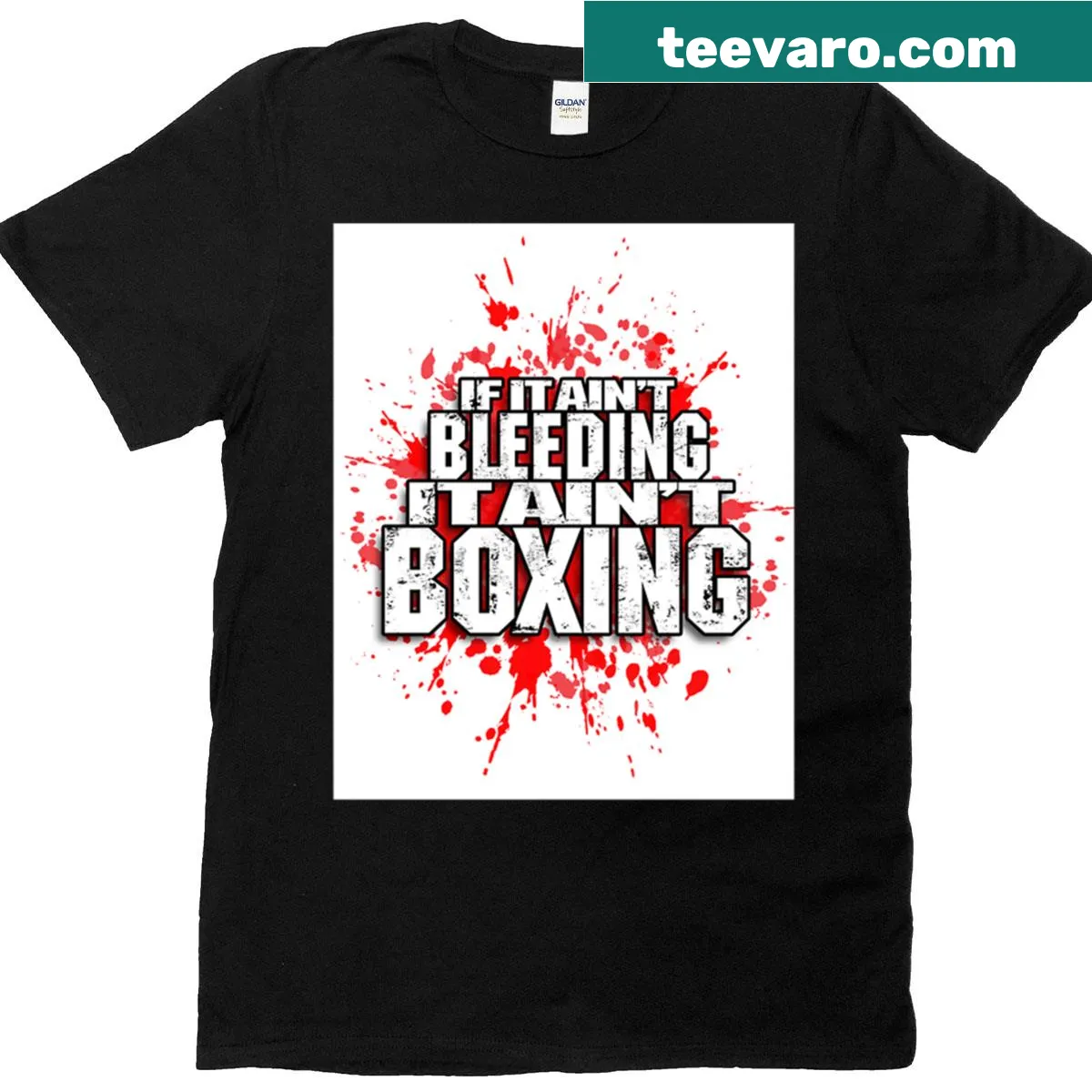 Boxing T-shirt with bold text about bleeding and boxing — on a men's t-shirt