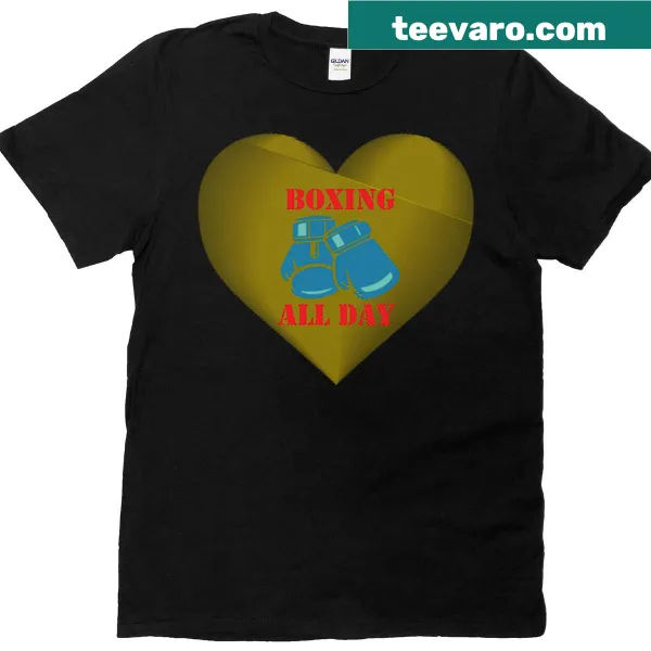 Bold typography Boxing All Day t-shirt for boxing enthusiasts
