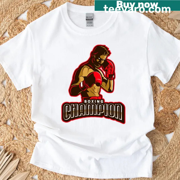 Bold Typography Champion boxing shirt for passionate athletes